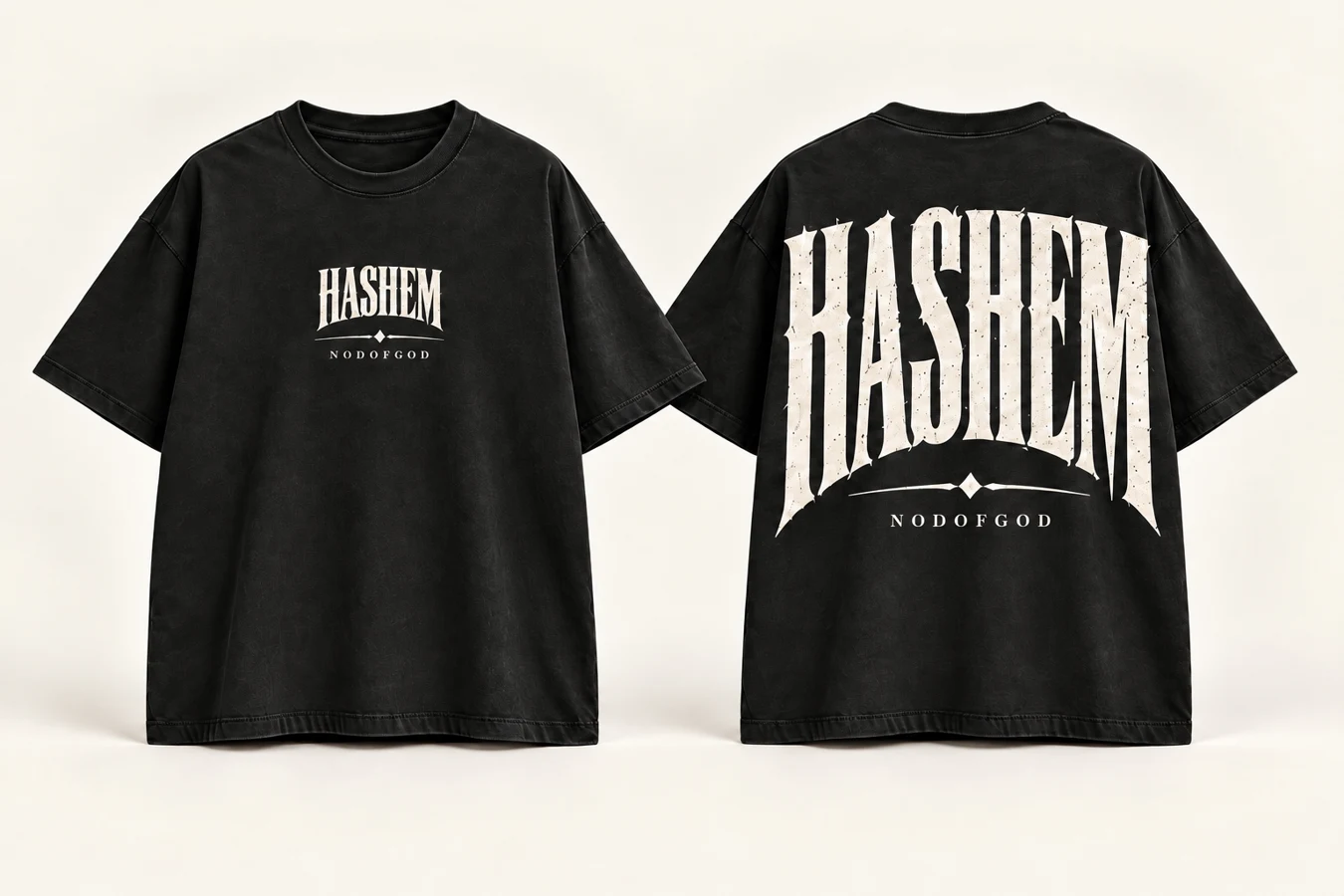 Polera HASHEM, negro, frente y espalda