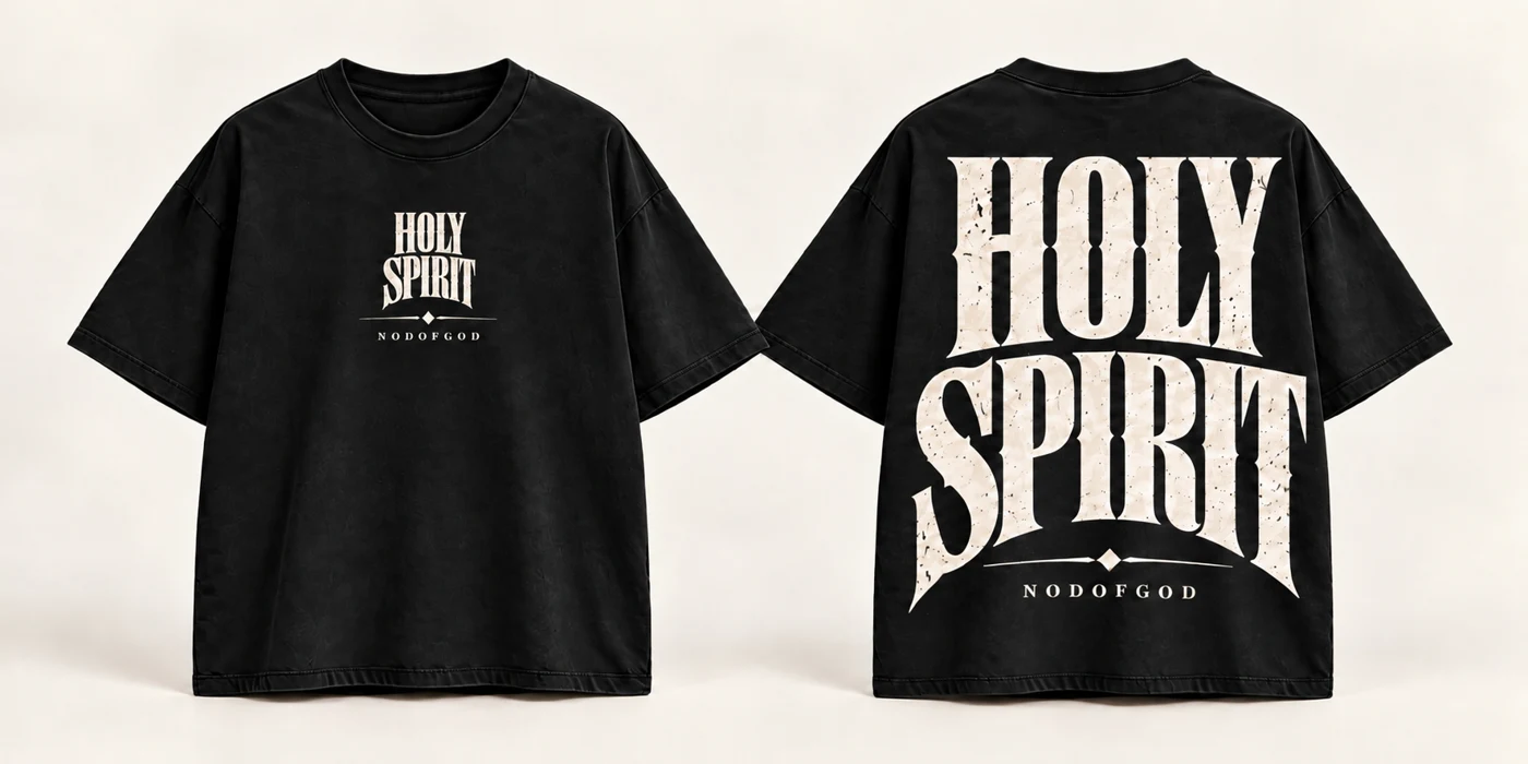 Polera HOLY SPIRIT, negro, frente y espalda