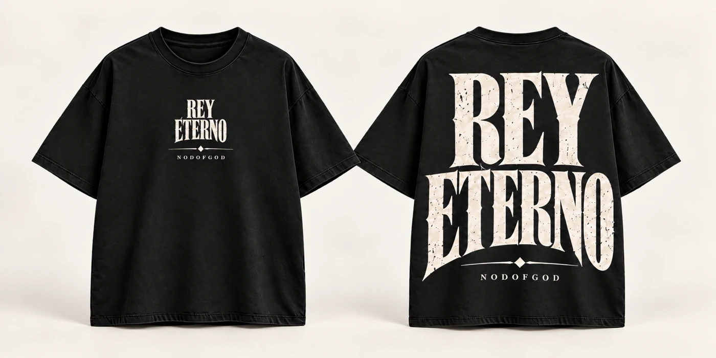 Polera REY ETERNO, negro, frente y espalda