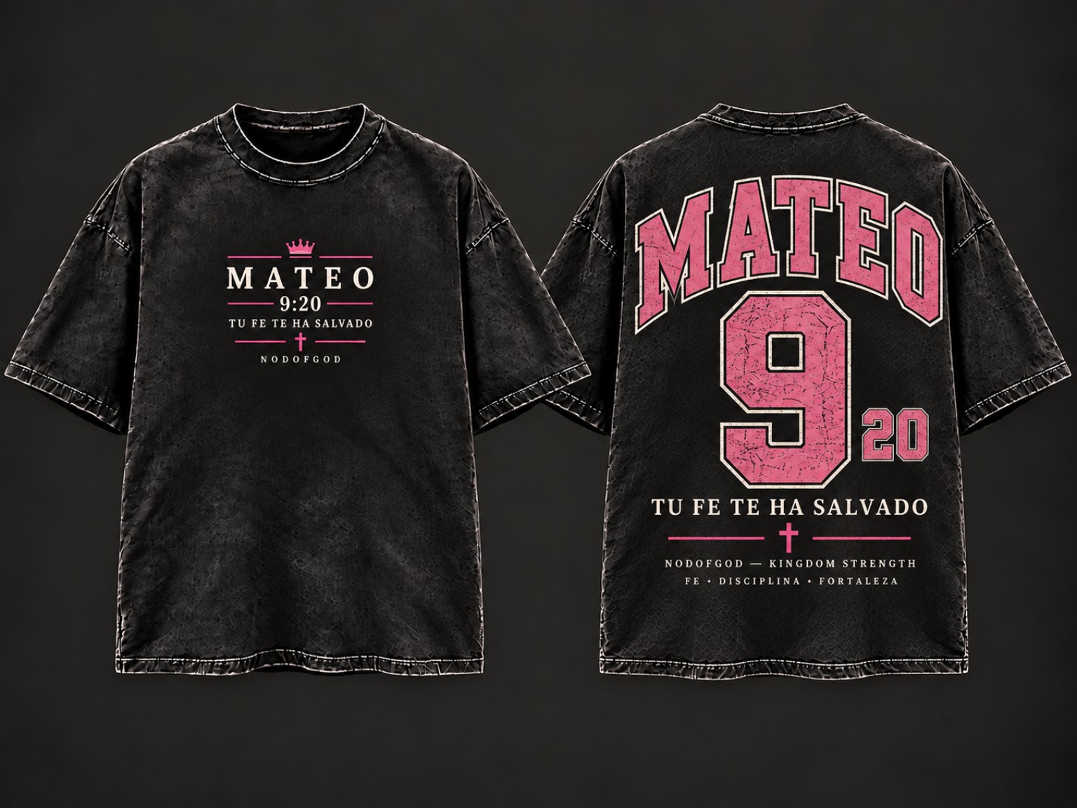 Polera Kingdom Numbers Mateo 9:20, vistas delantera y trasera