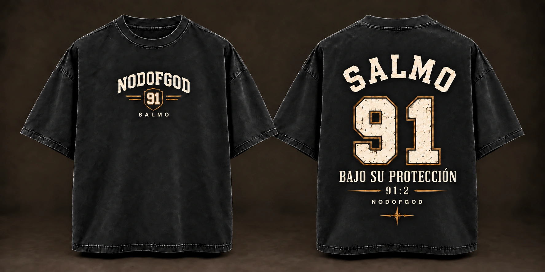 Polera Kingdom Numbers Salmo 91, vistas delantera y trasera